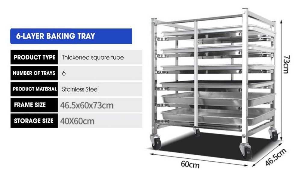 Stainless steel baking tray racks shelf trolley - SGE Singapore